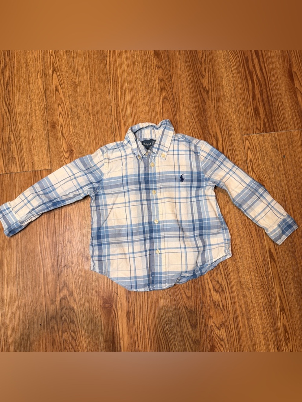 Ralph Lauren Boys' Light Blue & White Plaid Button-Down Shirt